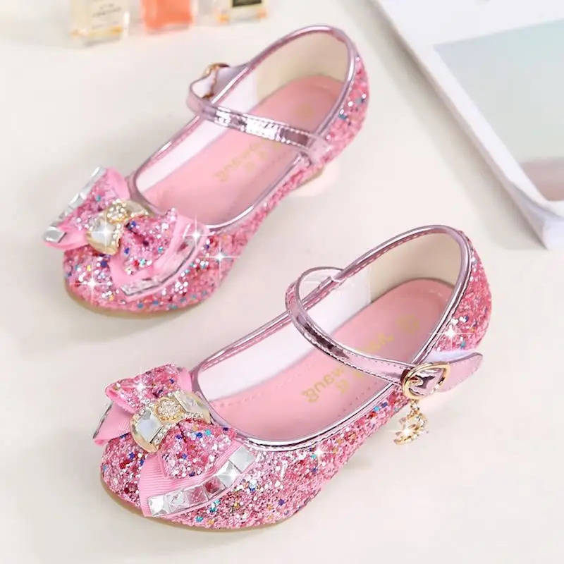Princess Girls Party Shoes Children Sandals Colorful Sequins High Heels Shoes Girls Sandals Peep Toe Summer Kids Shoes CSH813 240410