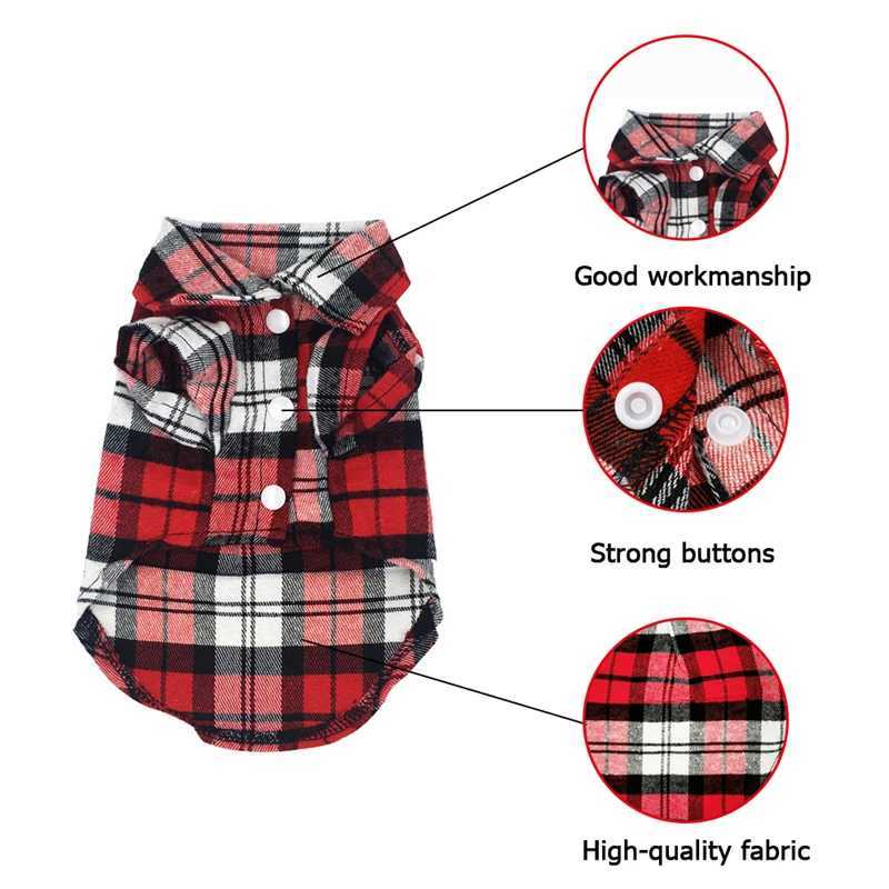 Dog Shirts British Style Plaid Pet Dog Cat Clothes Cotton Puppy Cat Coat Jacket For French Bulldog Chihuahua Pet AccessoriesXJ241125