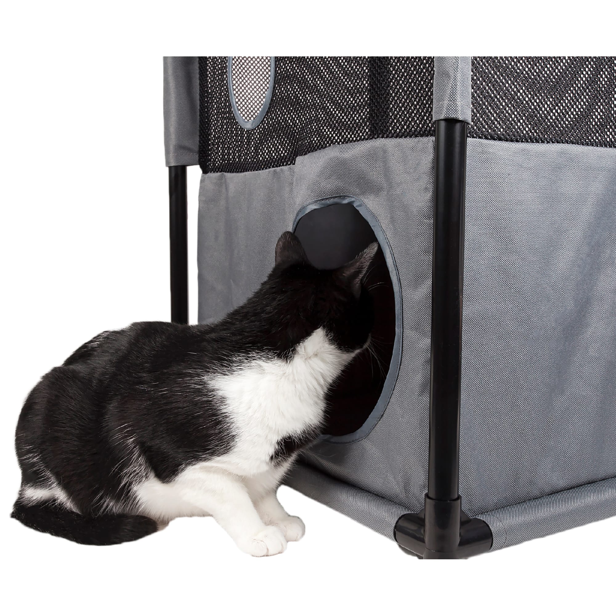 Pet Life Pink Square Obstacle Soft Folding Sturdy Play-Active Collapsible Travel Cat House, 17.71" L X 11.81" W X 35.43" H