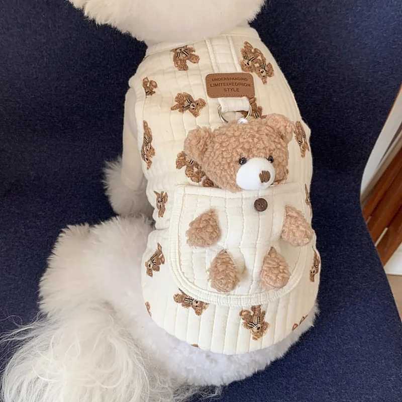 Small Dog Clothes Winter Warm Cotton Jacket Coat with Leash for Puppy Dog Teddy Bichon Pomeranian Dog CostumeXJ241125