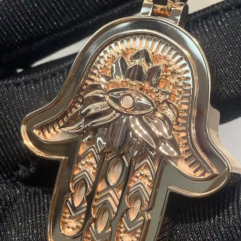 Moissanite necklace Hip-hop style iced cultured dia palm gold custom jewelry pendant gift