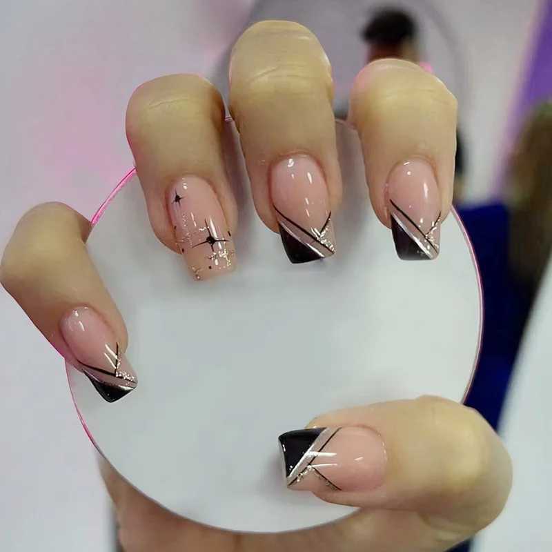 24pcs French White Cloud False Nails Wearable Waterproof Press On Nail Art Full Coverage Faux False Nail Accessories and ToolsW250120