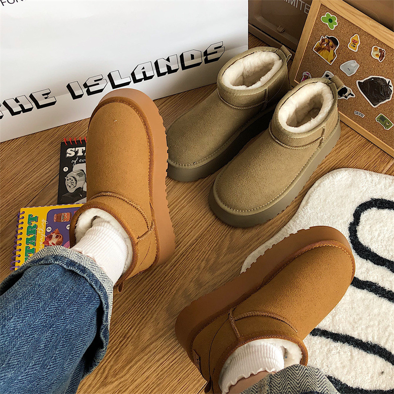 designer boot fashion Snow boots for women 2024 new versatile big toe thick sole ugly cute cotton shoe for women basic round toe warm and anti slip bo