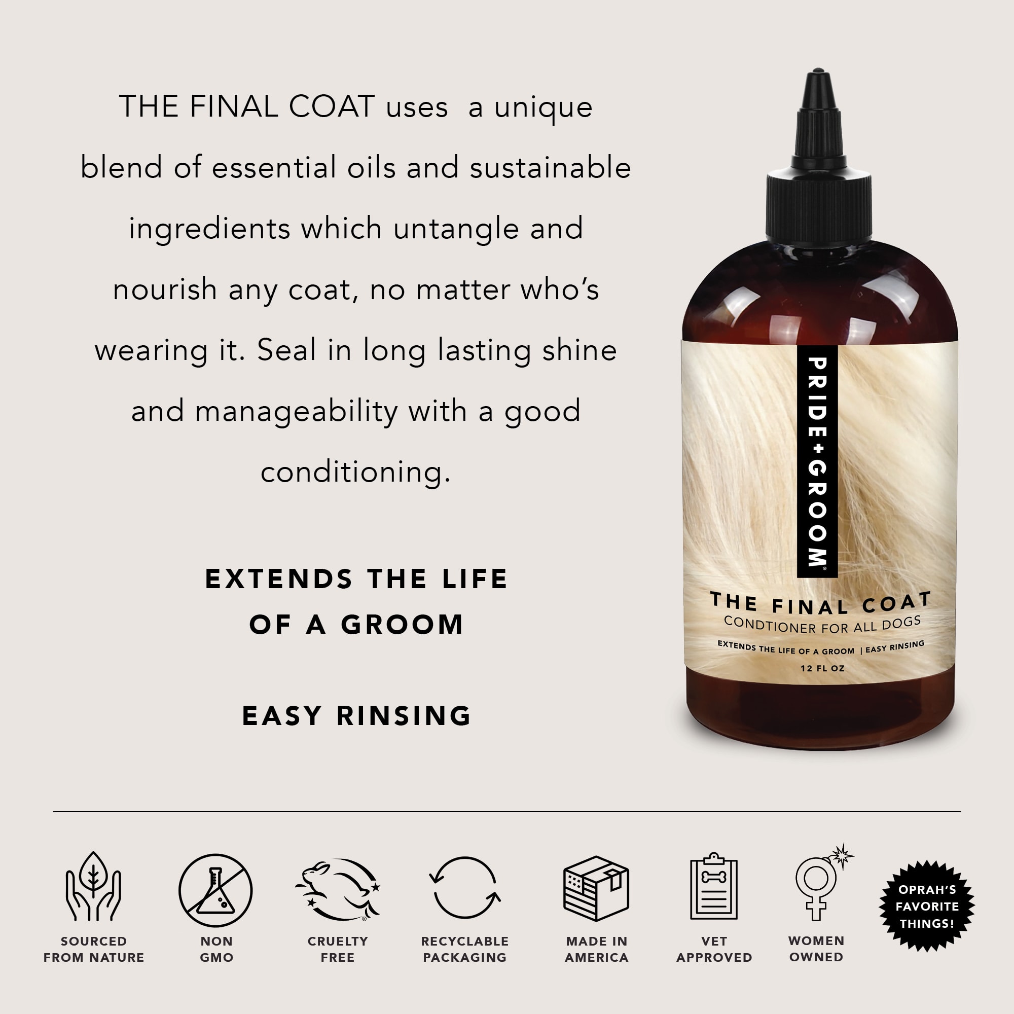 Pride+Groom The Final Coat Dog Conditioner, 12 fl. oz.
