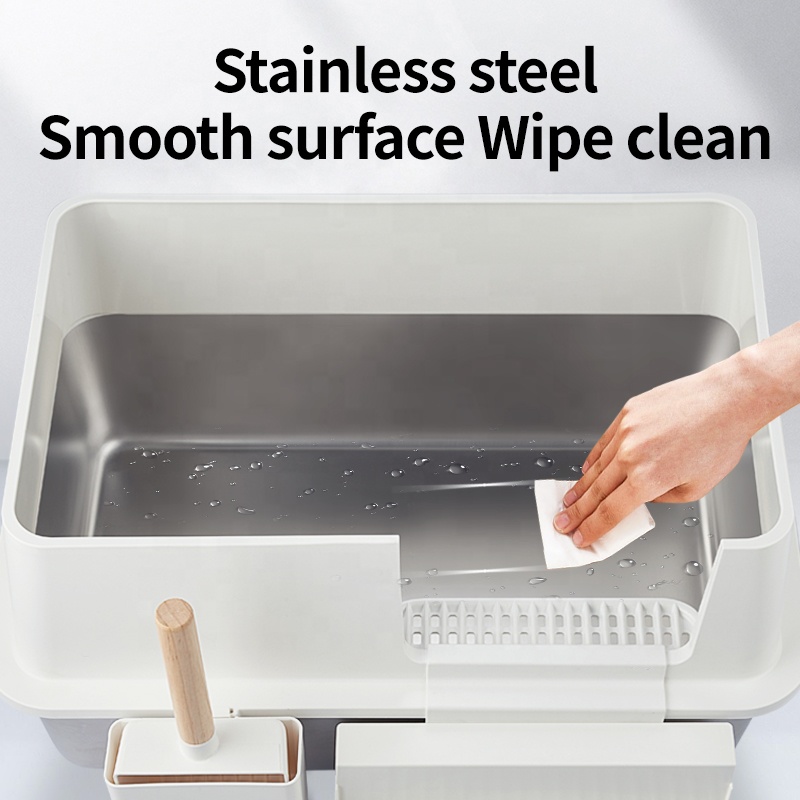 Super-Large Anti-Splash Stainless Steel Cat Litter Basin Easy Cleaning Non-Stick Feature Fat Cat Multi-Kitten Friendly Box