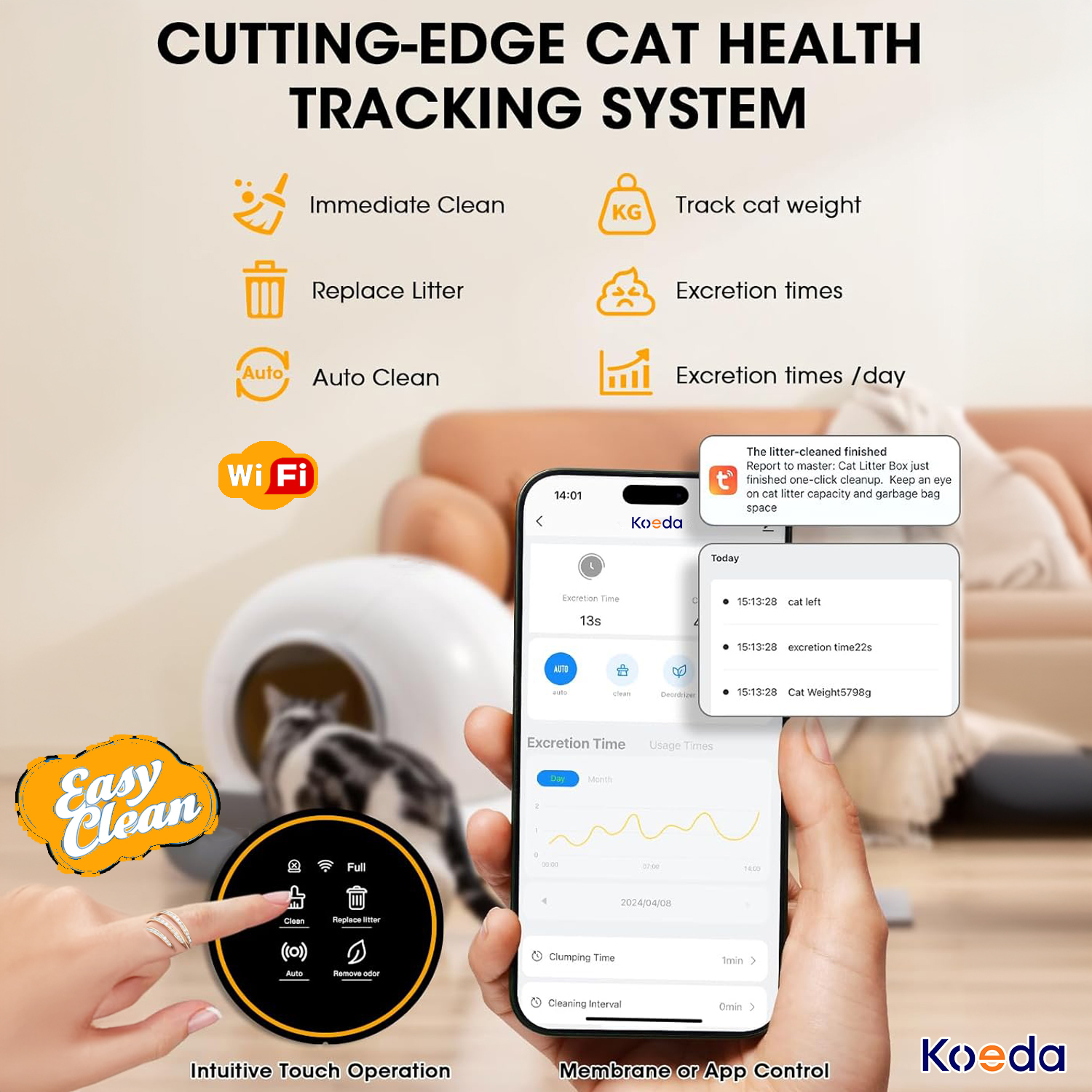 Automatic Cat Litter Box & Accessories with Smart TUYA APP Control 70L Ultra Capacity Fully Self-Cleaning Litter Box for cats