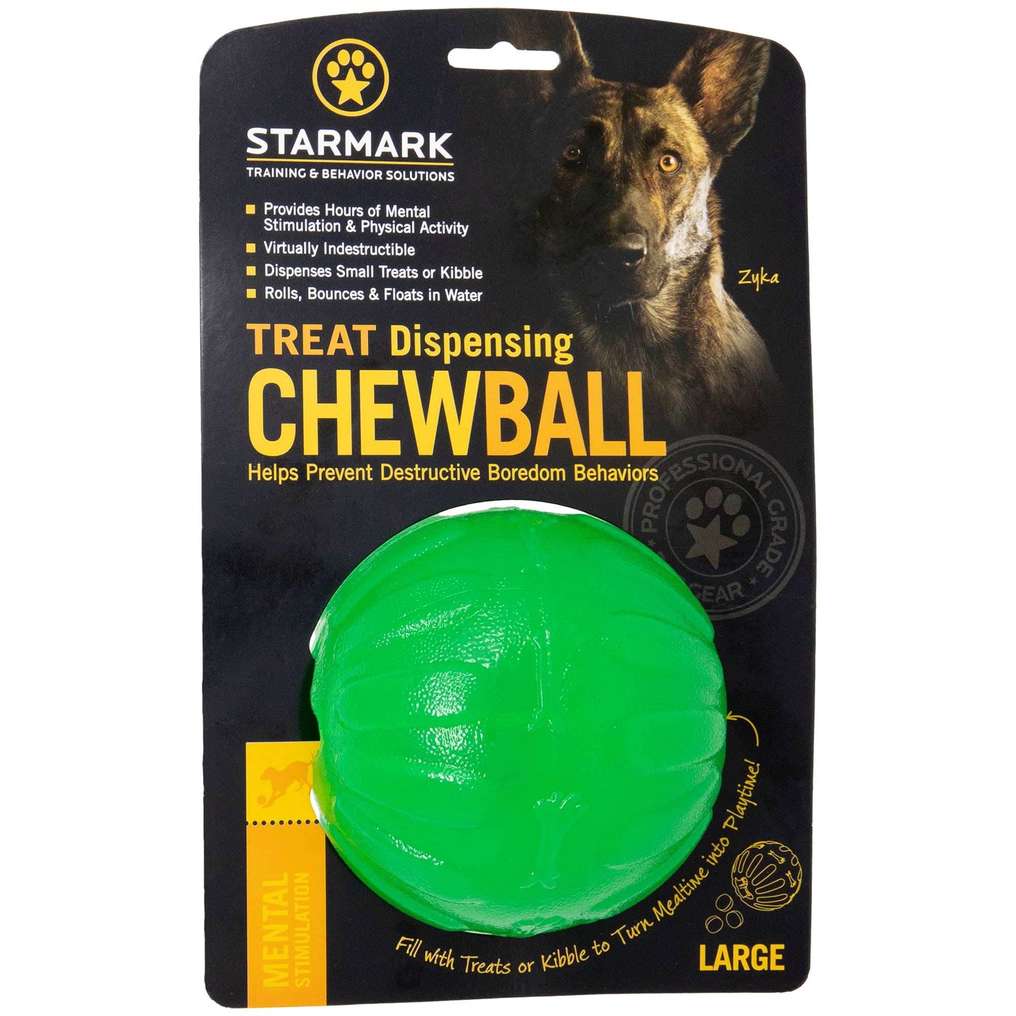 Starmark Treat Dispensing Chew Ball, Large 4"