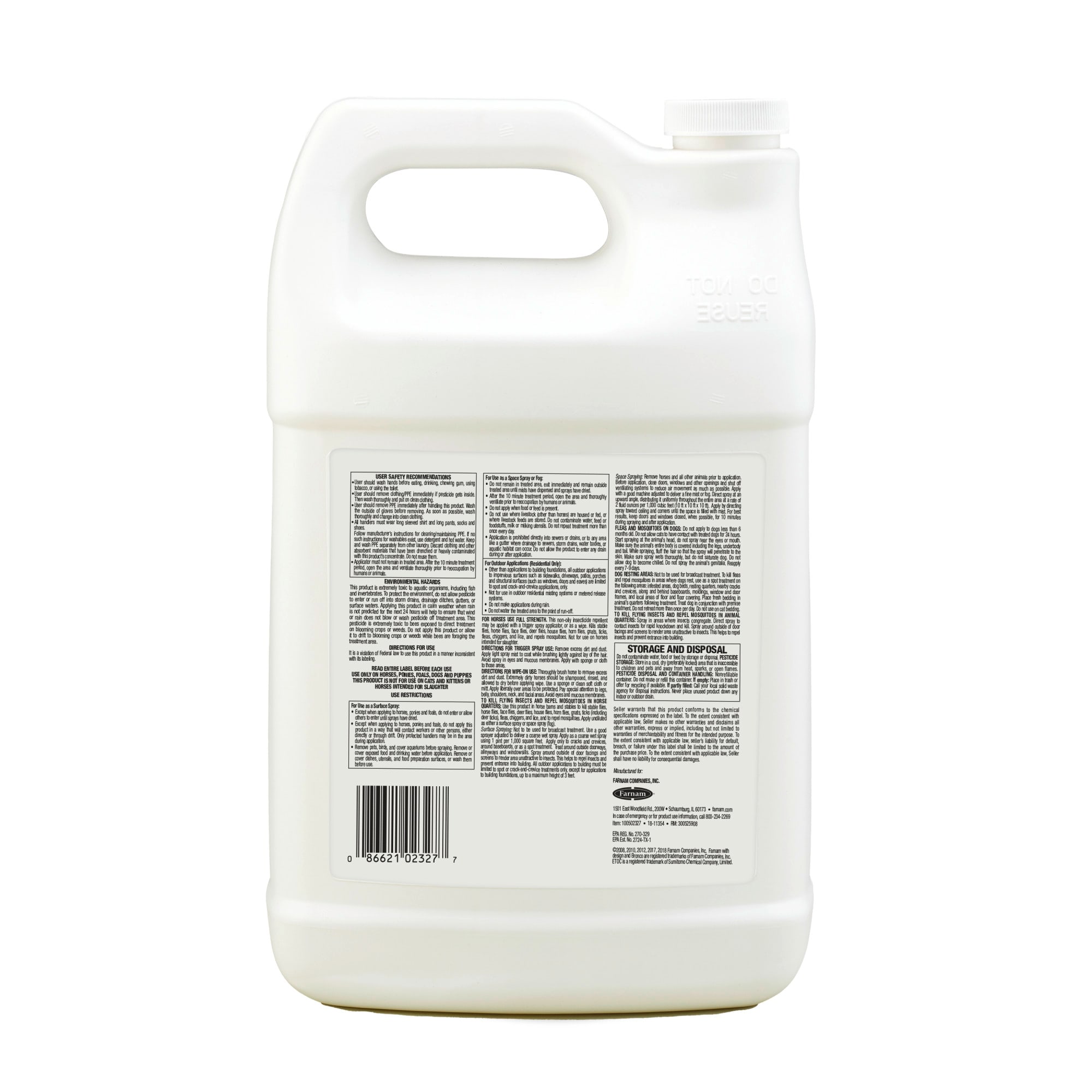 Farnam Broncoe Equine Fly Spray With Citronella Scent for Horses & Dogs, 128 fl. oz.