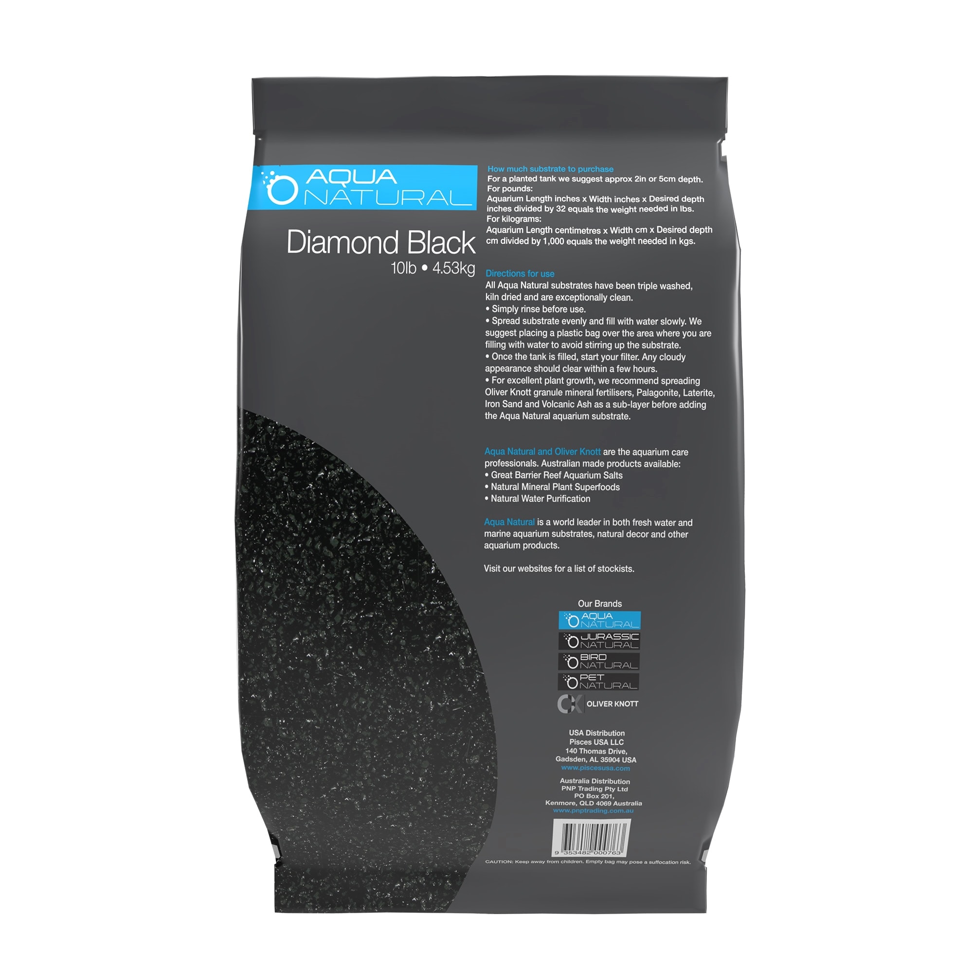 Aqua Natural Diamond Black Quartz, 10 lbs.