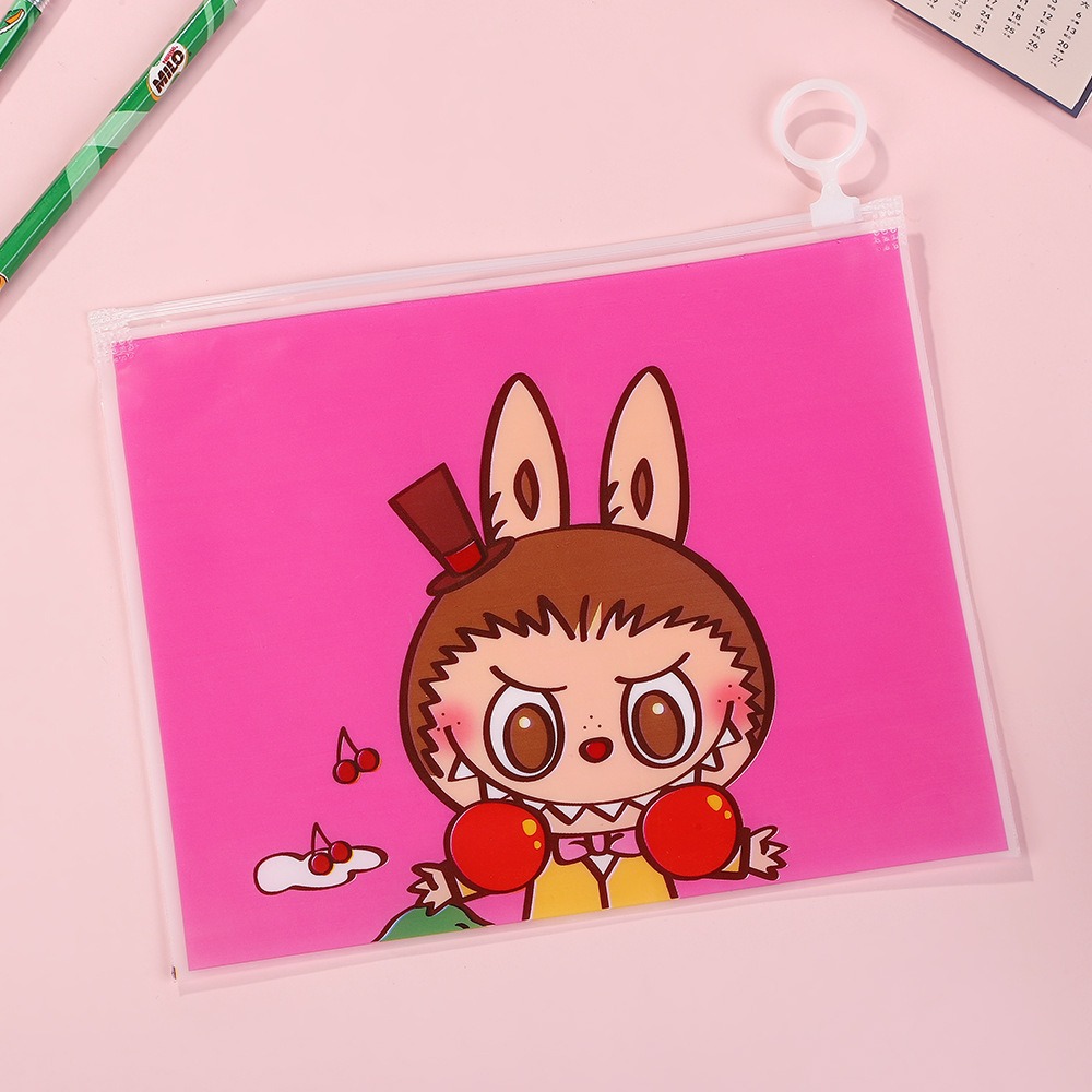 Creative cartoon character zipper bag cute small accessories hair clip hair accessories storage bag frosted plastic self sealing bag wholesale