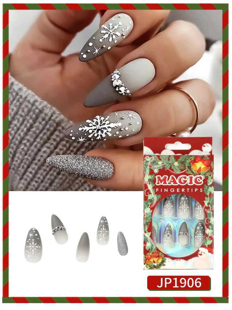 INS Gery Gradient Color Sparkling Powder Sparkling Zircon White Christmas Feldspar Wax Snowflake Fake Almond Ballet Fake Art NailW241125