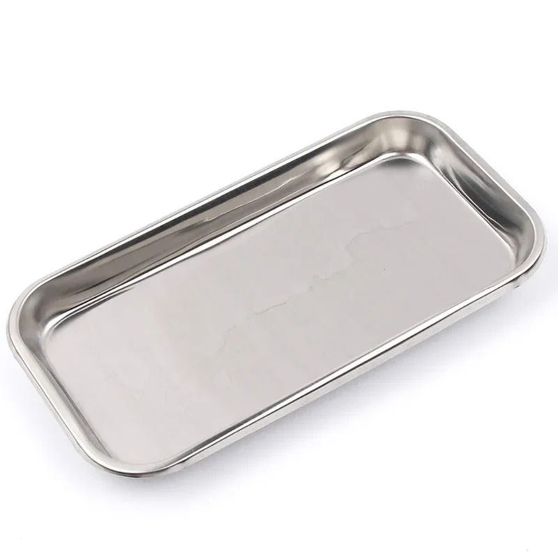 2024 1PC Stainless Steel Cosmetic Storage Tray Nail Art Equipment Plate Doctor Surgical Dental Tray False Nails Dish Toolsfor Doctor Surgical Tray