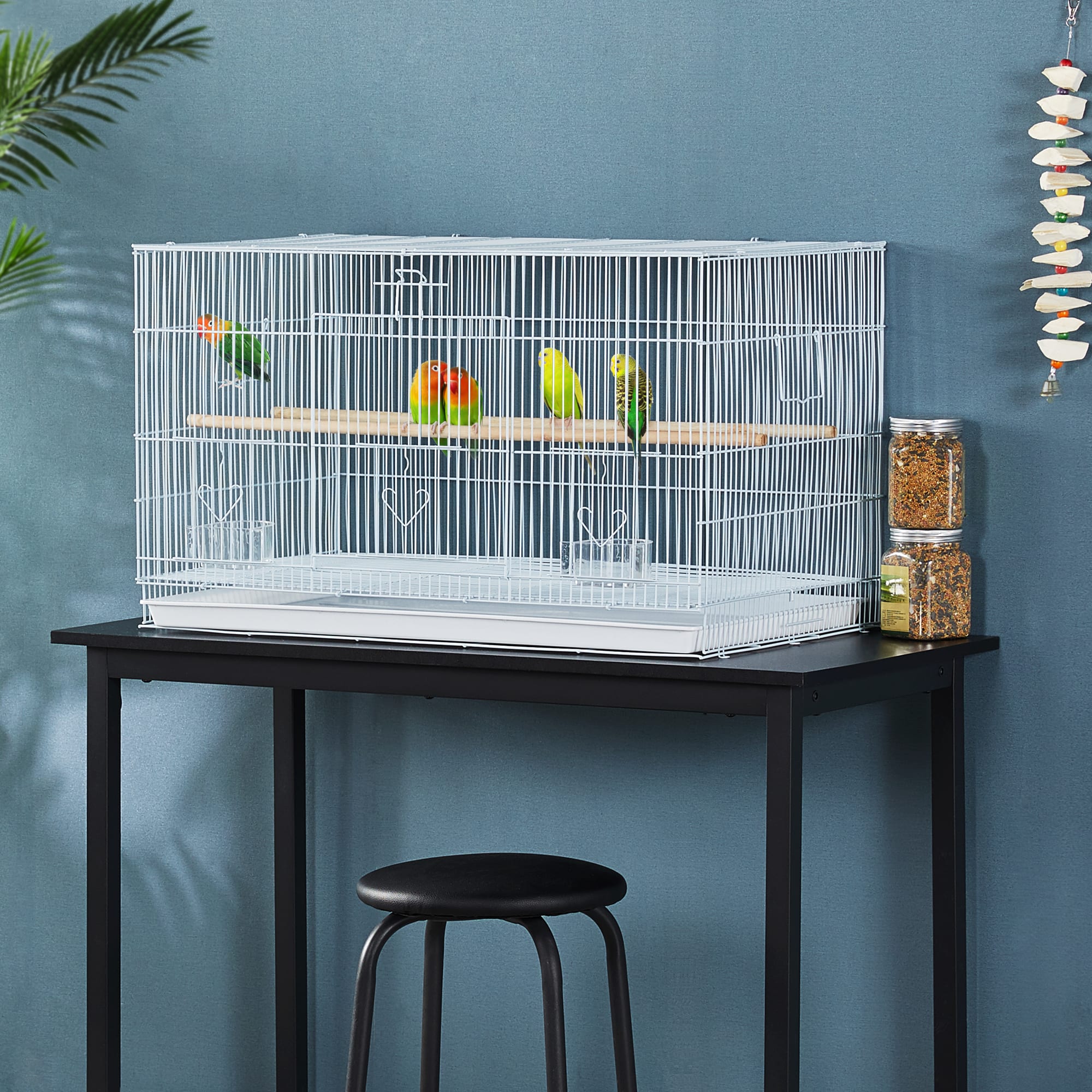 Topeakmart White 18" Flight Cage with Slide-Out Tray for Birds