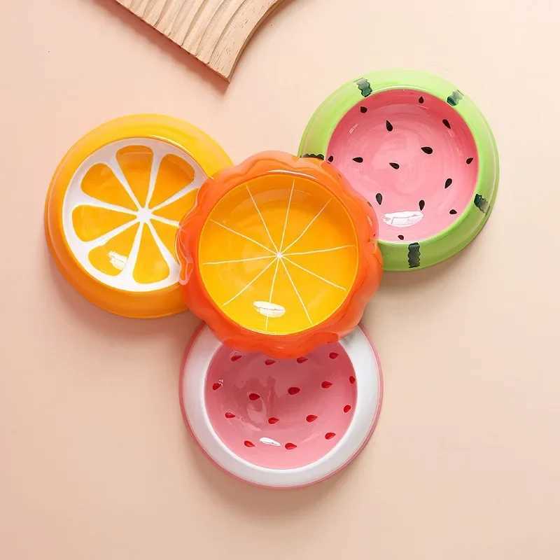 4 cute designs pet ceramics bowl watermelon strawberry shape cat food bowl small dog colorful water suppliers cat bowlXJ241125