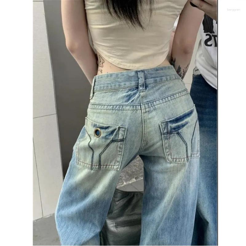 Womens Jeans Baggy Women High Waisted Vintage Strtwear Patchwork Denim Pants Wide Leg 2024 Spring Korean V618 Z260313