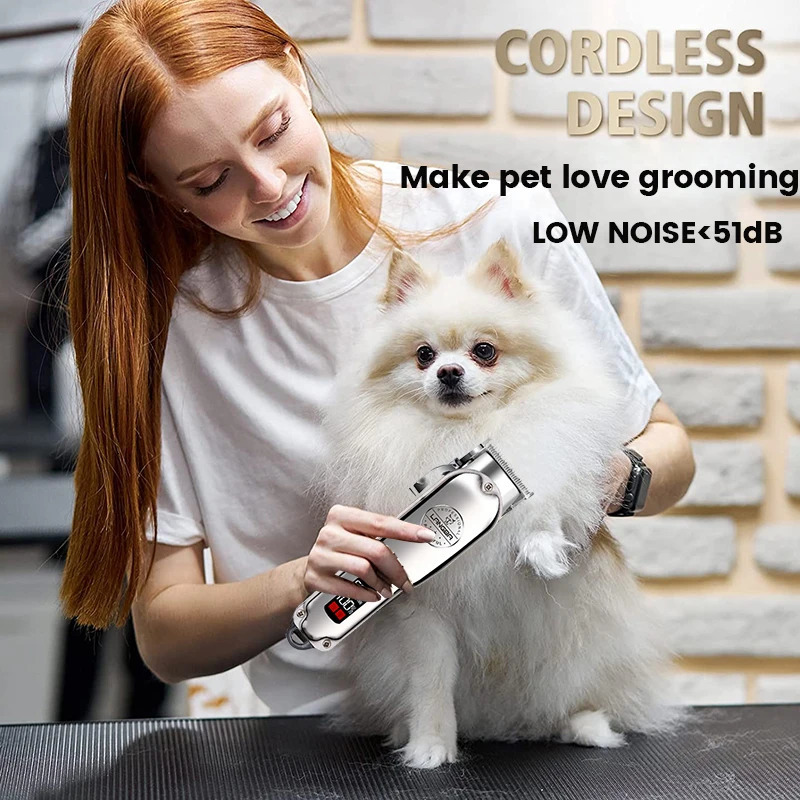 Professional Dog Hair Clipper All Metal Rechargeable Pet Trimmer Cat Shaver Cutting Machine Puppy Grooming Haircut Low Noice 241125