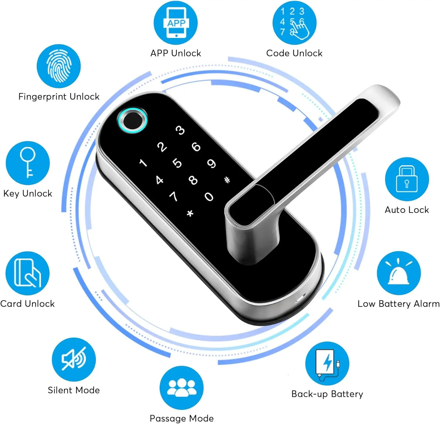 Smart door lock with keyboard fingerprint lock - keyless door lock 241125