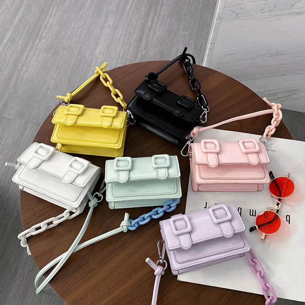 Mini Small Messenger Bags For Women Girl Chain Purse PU Leather Handbag Ladies Crossbody Summer Yellow 241115