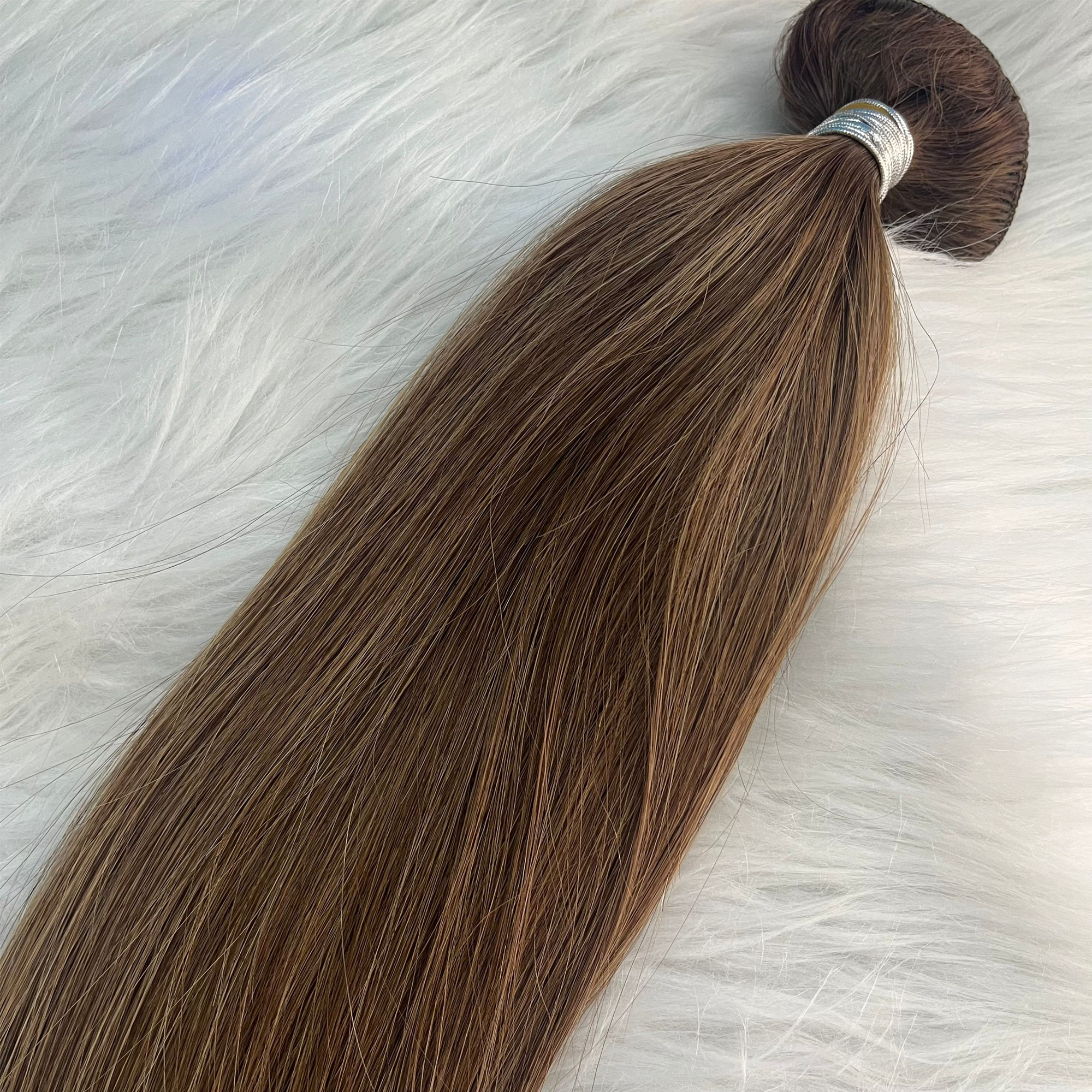 10A Grade Ombre Clip in Human Hair Extensions Balayage T4/P4/27 Highlights color Slik Straight Clip on Hair Extension 120g 18inch Full Head