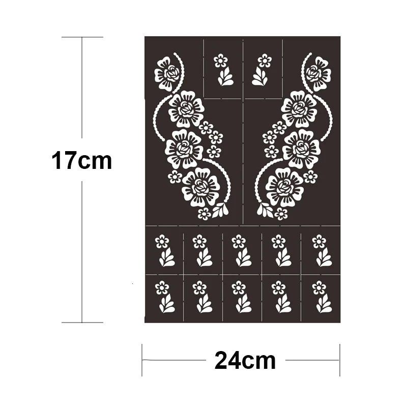 Reusable Temporary Henna Tattoo Stencil Hand Arm Sleeve Face Supplies Stencils for Airbrush Painting Template DIY Indian 241121