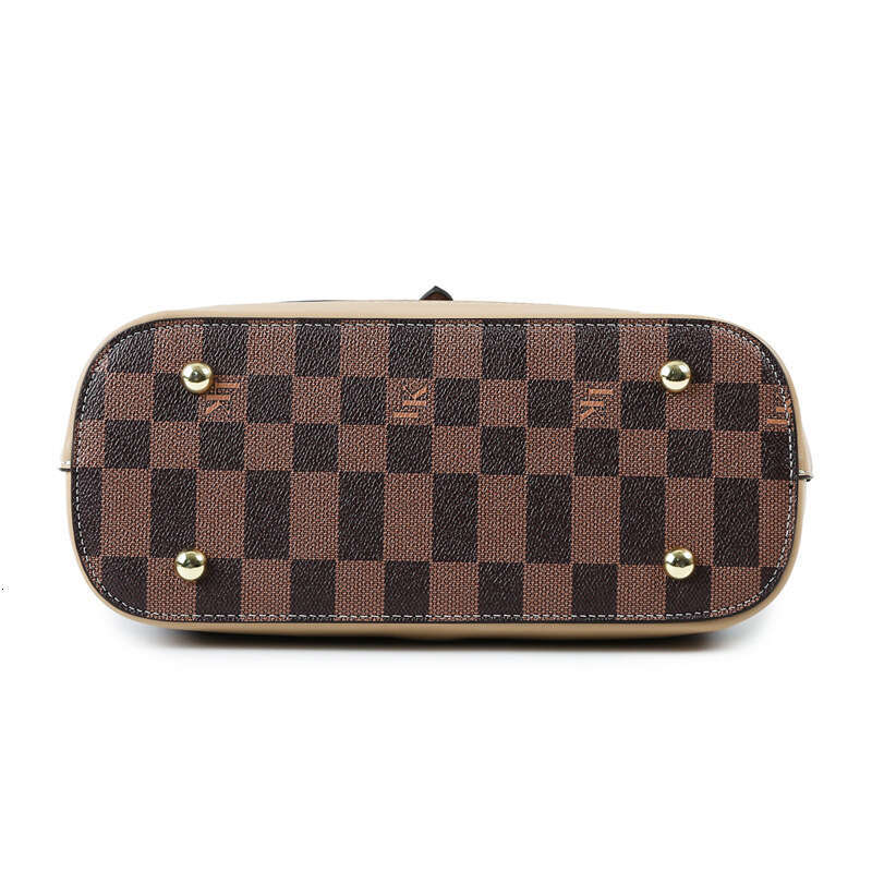 Bag Women New Fashionable Texture Bucket Checkerboard Printed Crossbody Bag For Work And Commuting