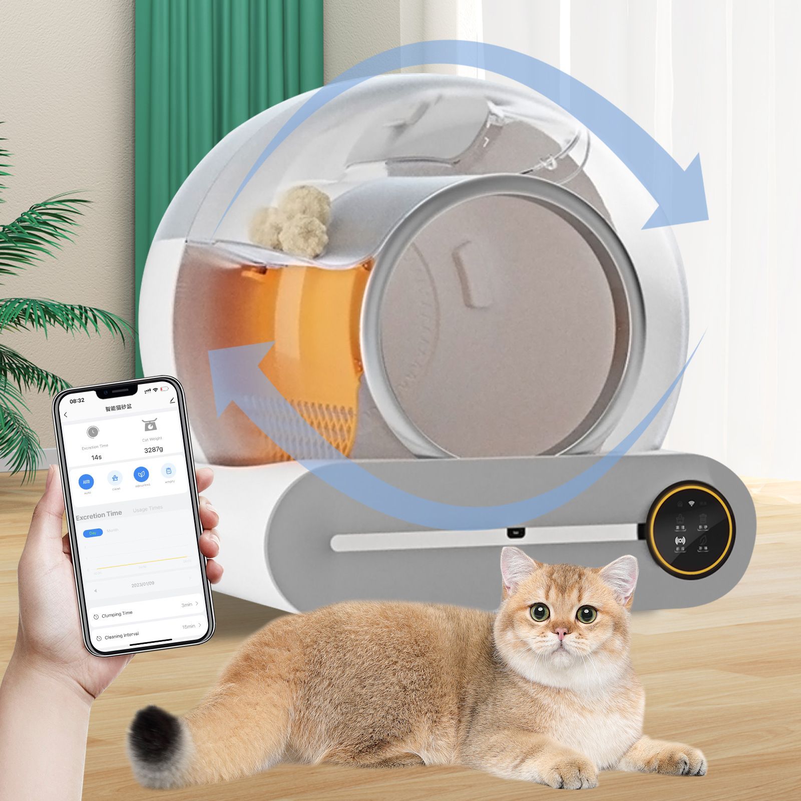 Self-Cleaning Automatic Cat Toilet App Control Tuya Smart Application Pet Smart Cat Litter Box Cleaning Sets