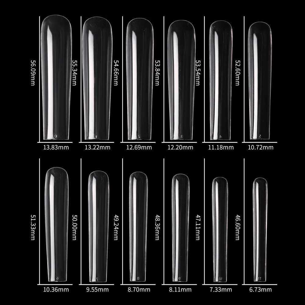 60 pieces of XXXL square without C-curve/ballet dancer/coffin nail tip transparent/natural ultra long traceable full coverage nail art fake nailsW2411