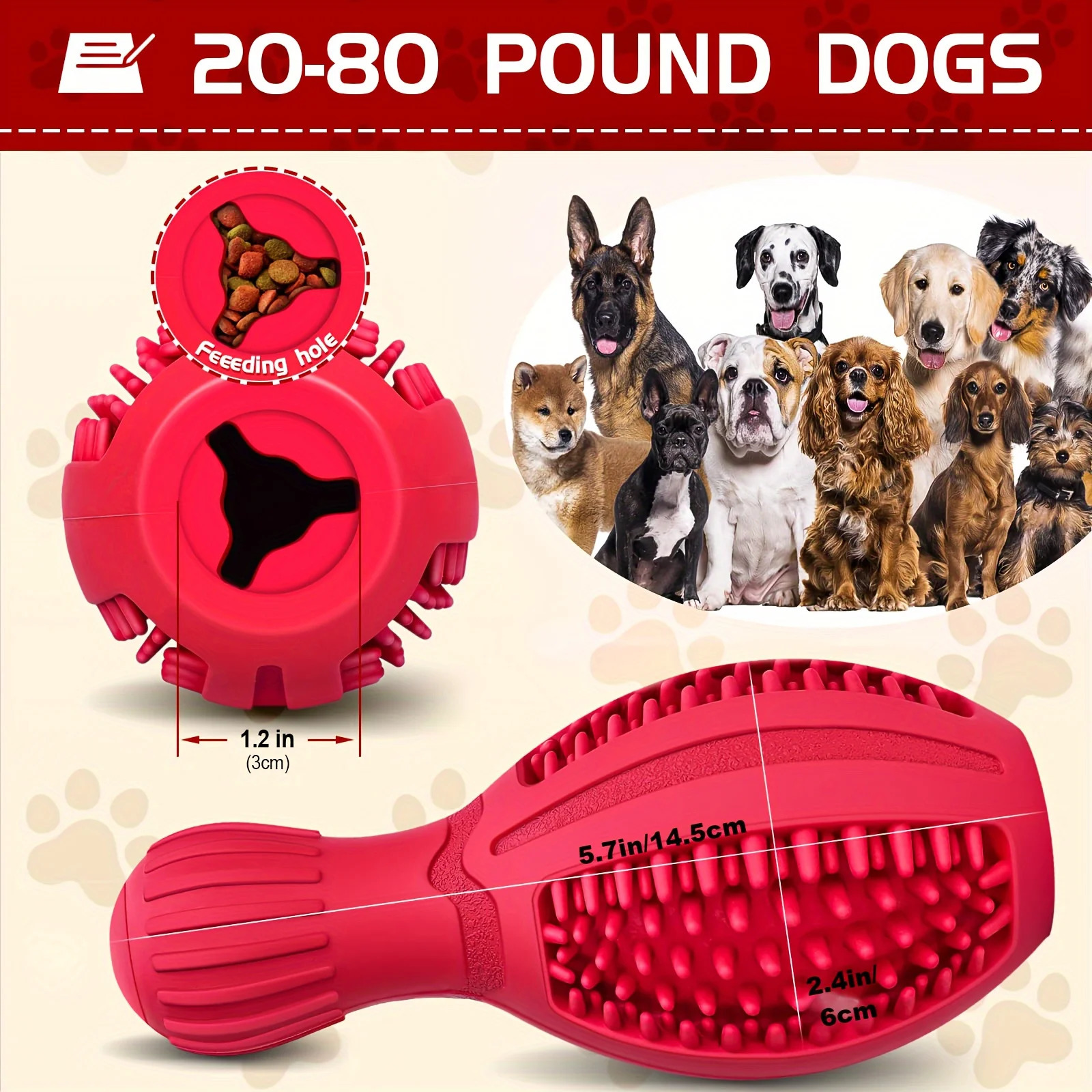 1pc Highly Durable Dog Chew Toy Dispenser Smart Slow-Feeding for Interactive Play Teeth Cleaning Fun Bowling Ball Shaped 241125