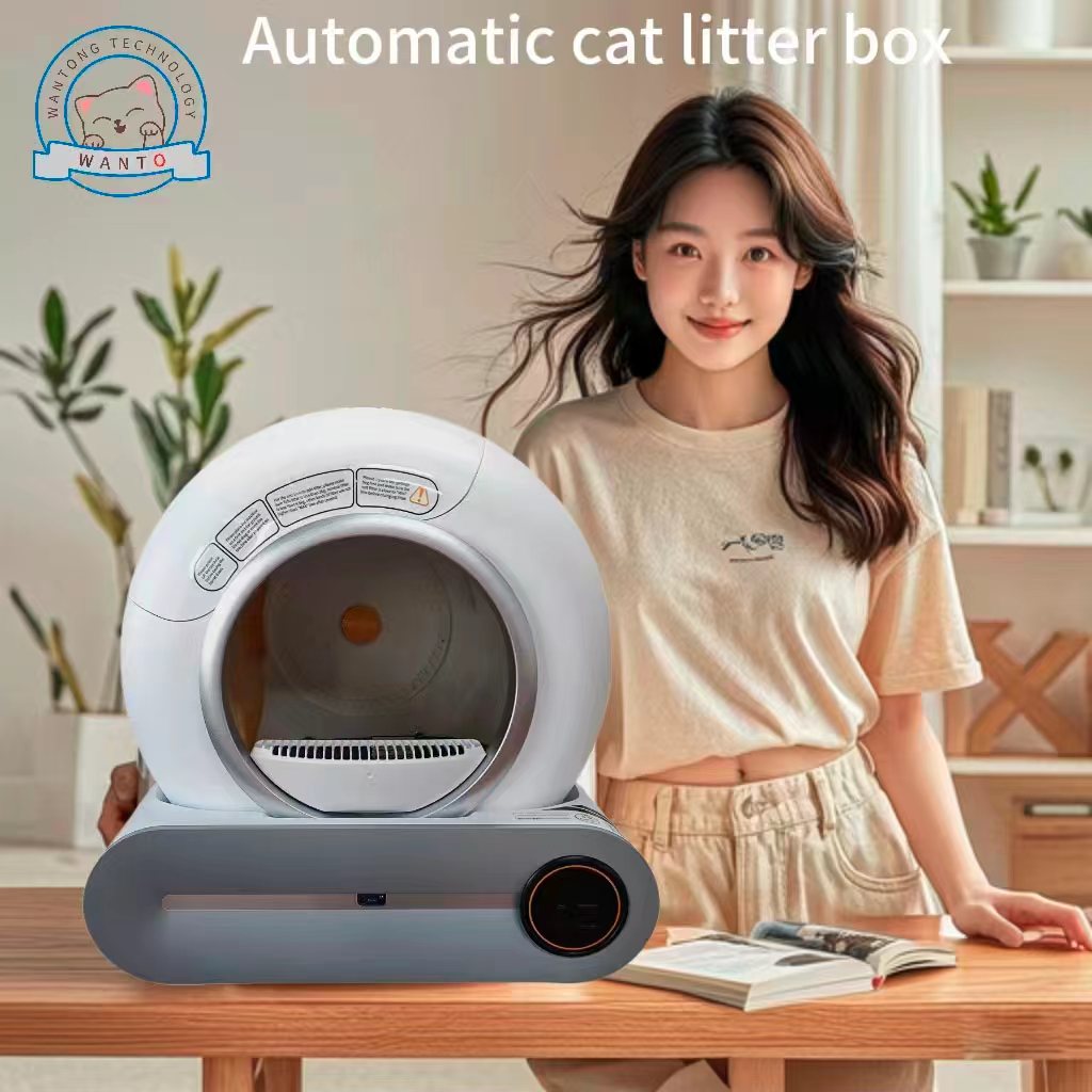 Automatic Cat Litter Box Front Entry Top Exit Kitty Litter Box with Lid for Cat Potty with Cat Litter Scoop