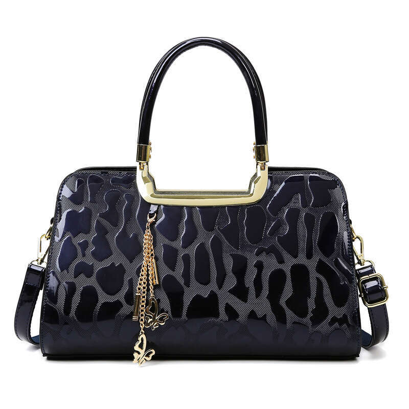 Hot Selling Bags, New Women's High-End Feel, Patent Leather, Stone Pattern Boston Single Shoulder Crossbody Bag, Large Capacity