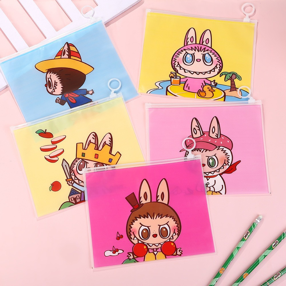Creative cartoon character zipper bag cute small accessories hair clip hair accessories storage bag frosted plastic self sealing bag wholesale