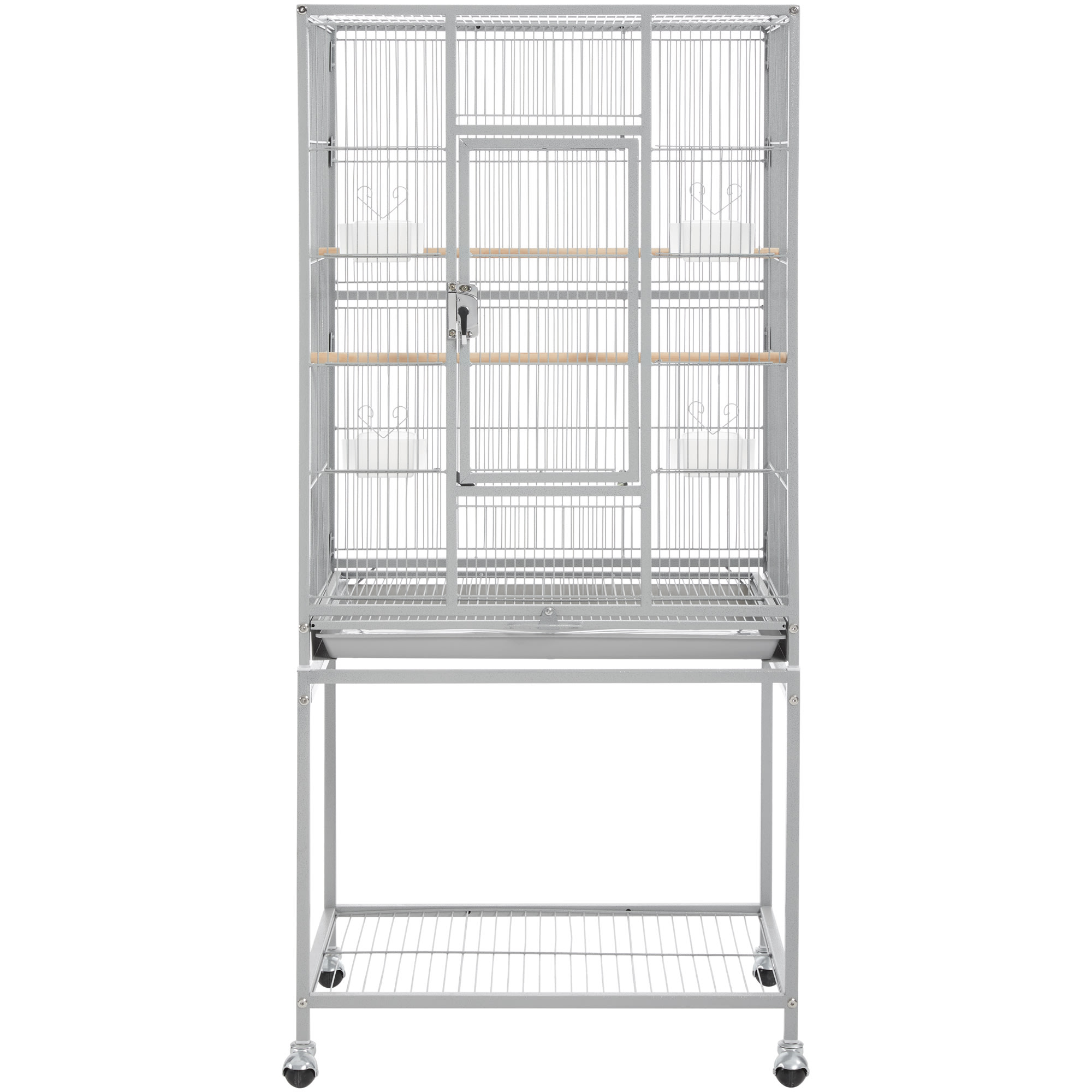 Topeakmart Light Gray Metal Bird Cage with Rolling Detachable Stand, 53.5" H