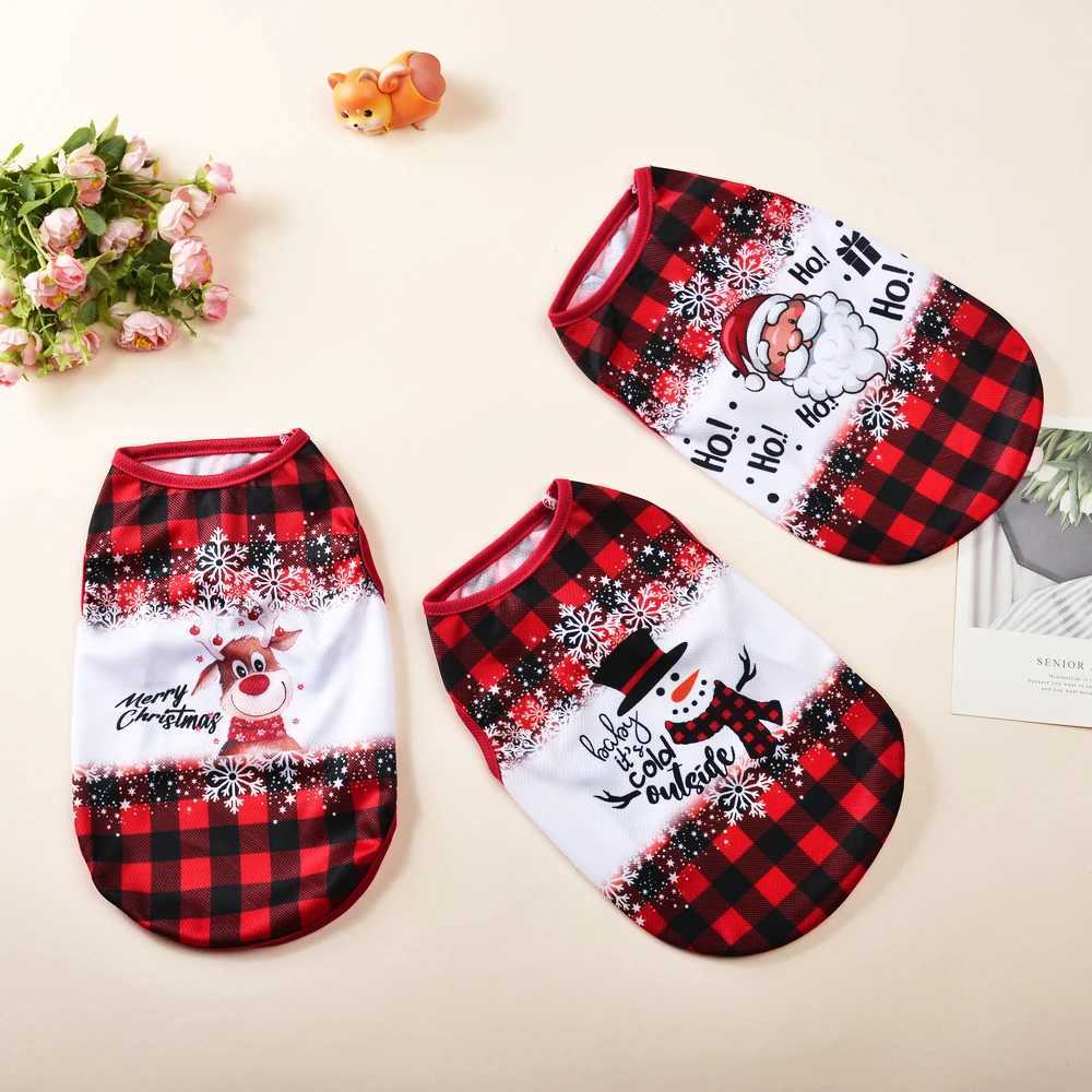 Breathable Dog Vest Clothes For Small Medium Dogs Cats Soft Cozy Christmas Print Puppy T-shirt Costume French Bulldog Pet CoatXJ241125