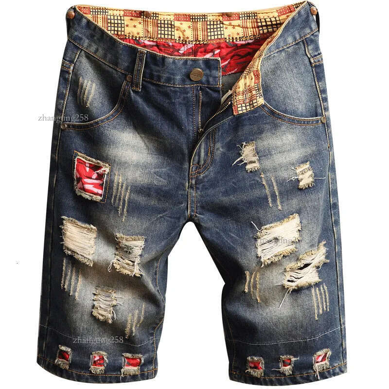 2020 Men Jeans Shorts Blue Colors Patch Patch Printed Washed Pants Fashion Designer Short Ripped For Men