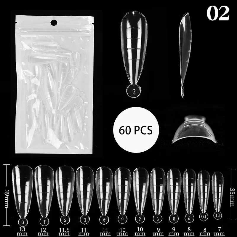 60Pcs Dual Nail Forms Extension Tips Mold Quick Buliding False Nails Short Almond Acrylic Upper Forms Diy Art Manicure ToolW250120