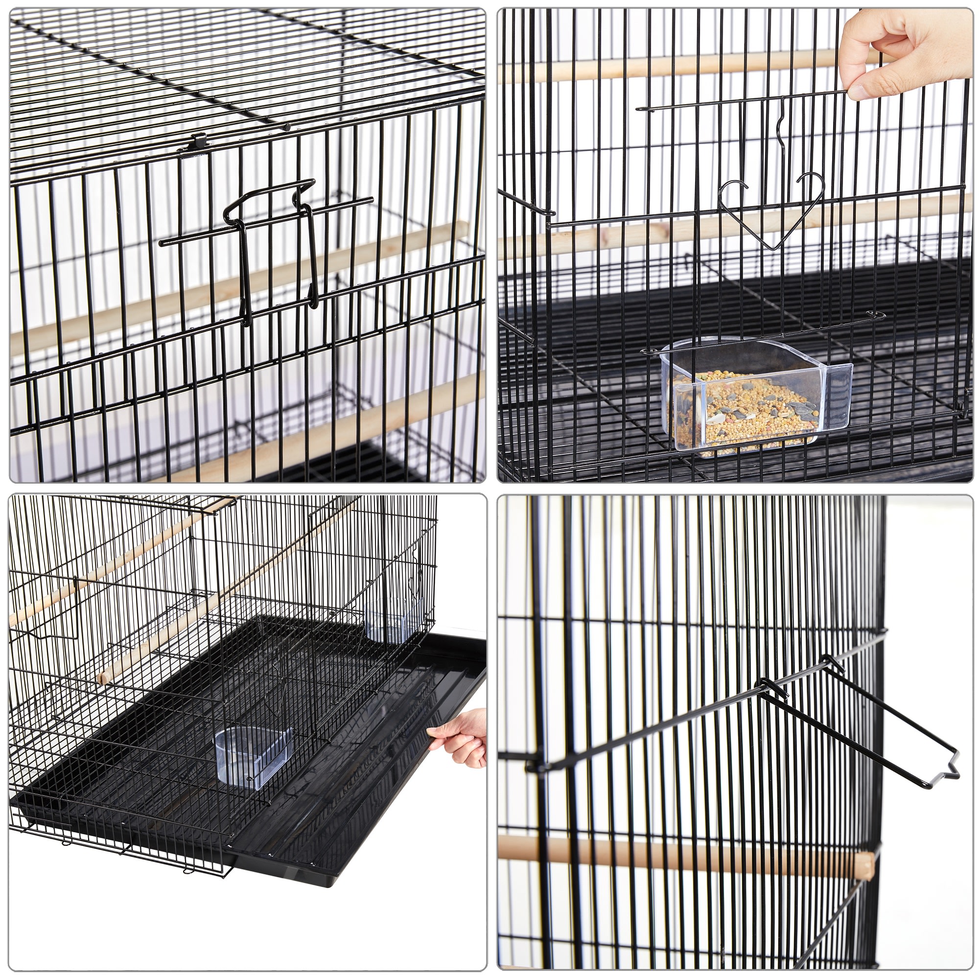 Topeakmart Black 18" Flight Cage with Slide-Out Tray for Birds