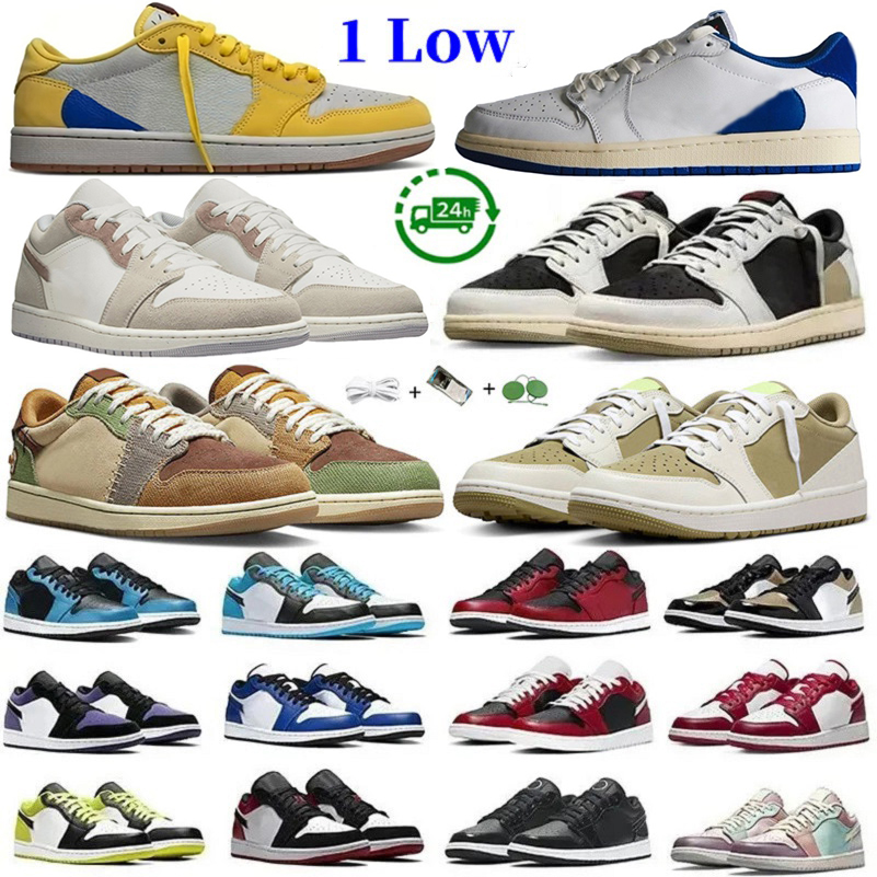 1 Low Basketball Shoes 1s Canary Home Black Phantom Dark Reverse Mocha Starfish True Blue Wolf Grey UNC Tear Away Silver Bred Men Women Sport Trainer Sneaker 36-47