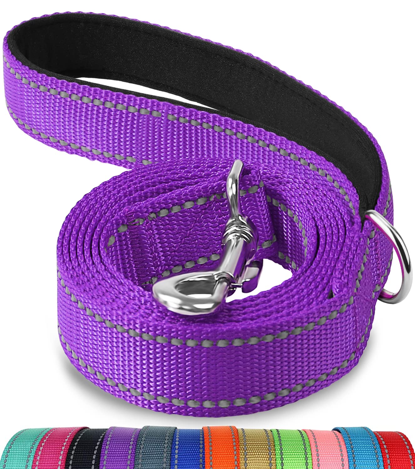 C&C Double-Sided Reflective Dog Leash, 6 FT/5FT/4 FT, Padded Handle Nylon Dogs Leashes for Walking, Training Lead dog