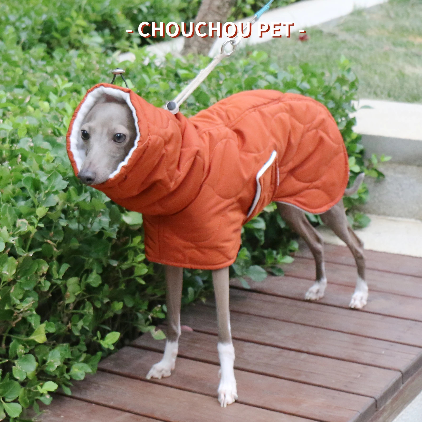Winter Dog Outer orange Quilted Turtle Collar Dog Coat Warm Italian Greyhound Adjustable Cotton Whippet 241125
