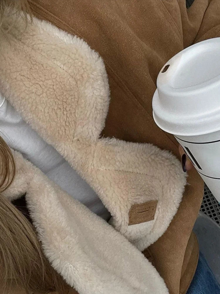 Retro suede cashmere coat Meila thick warm fur bicycle jacket winter fashion womens wool short coat jacket 241125