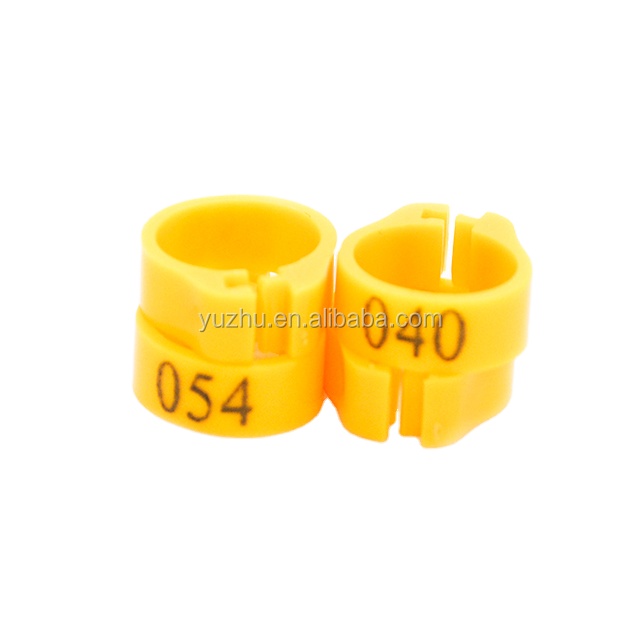 100pcs/ box Open clip bird ring parrot ring yellow color Pigeon Foot Ring with number 001-100 for homing pigeon