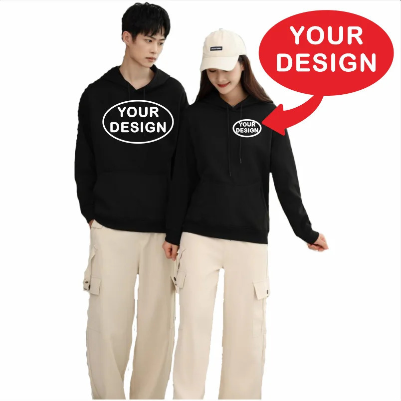 Custom printed mens and womens hooded sweatshirts loose casual fashionable long sleeved zipper embroidered street sports shirts 241118