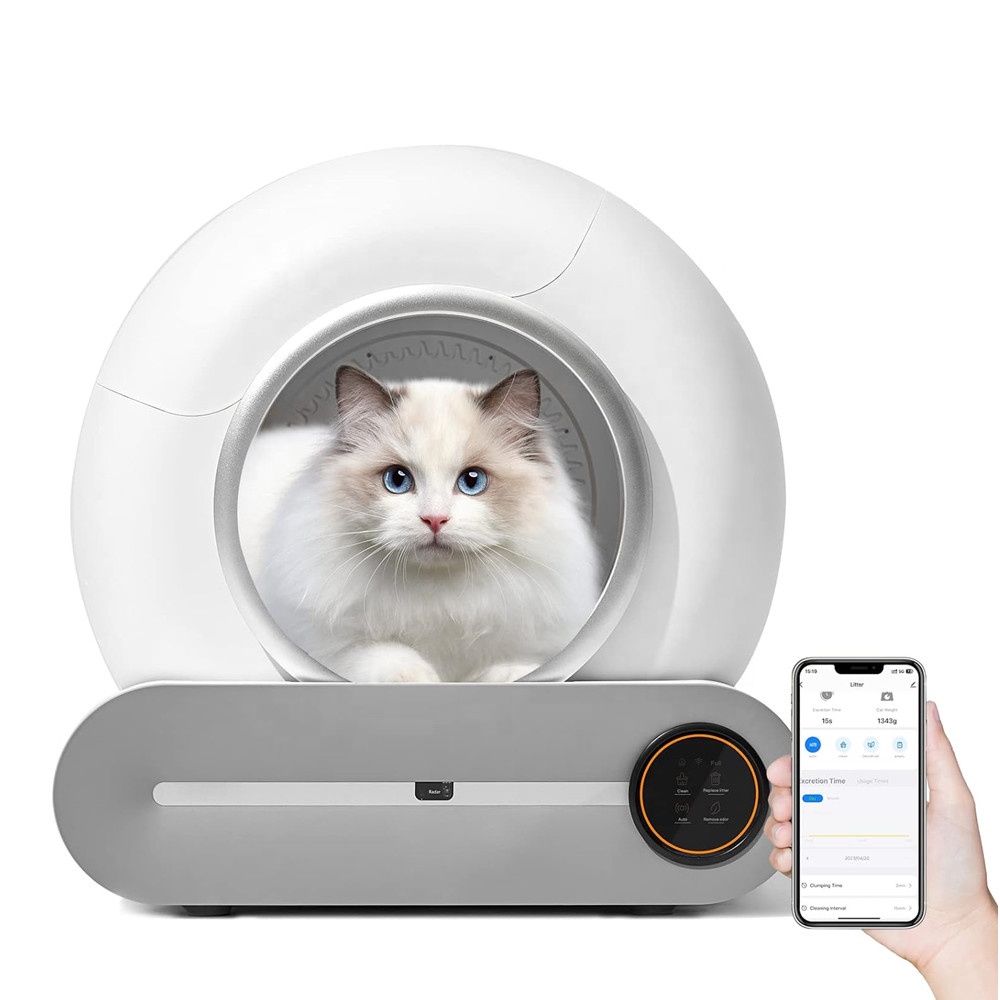 Pet Automatic Cat Litter Box, Extra Large Capacity Smart Self Cleaning Cat Toilet with App Control/Odor Removal