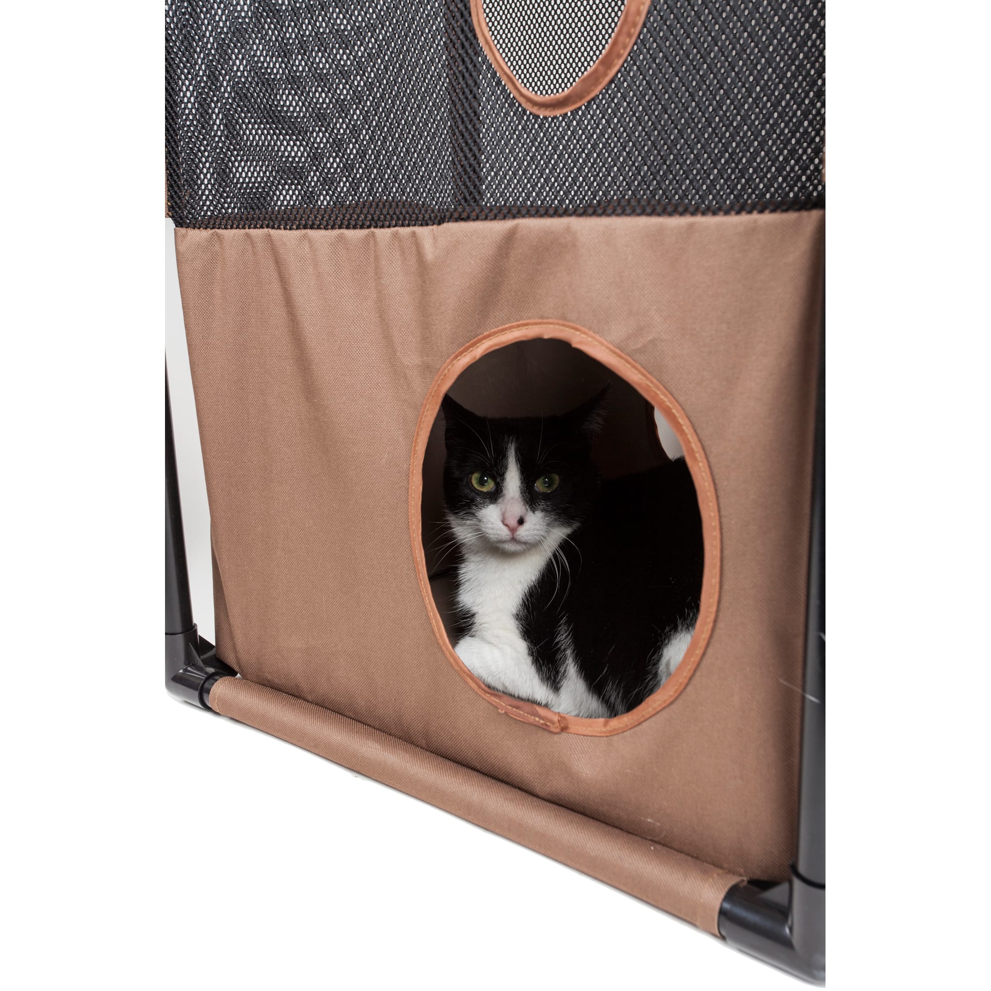 Pet Life Beige Square Obstacle Soft Folding Sturdy Play-Active Collapsible Travel Cat House, 17.71" L X 11.81" W X 35.43" H