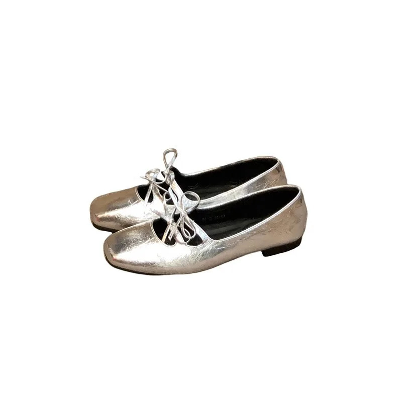 Lovely Double Bowknot Women Mary Jane Shoes 2024 Spring Summer Square Toe Dress Flat Shoe Ladies Red Soft Sole Shoes Zapatos 241125