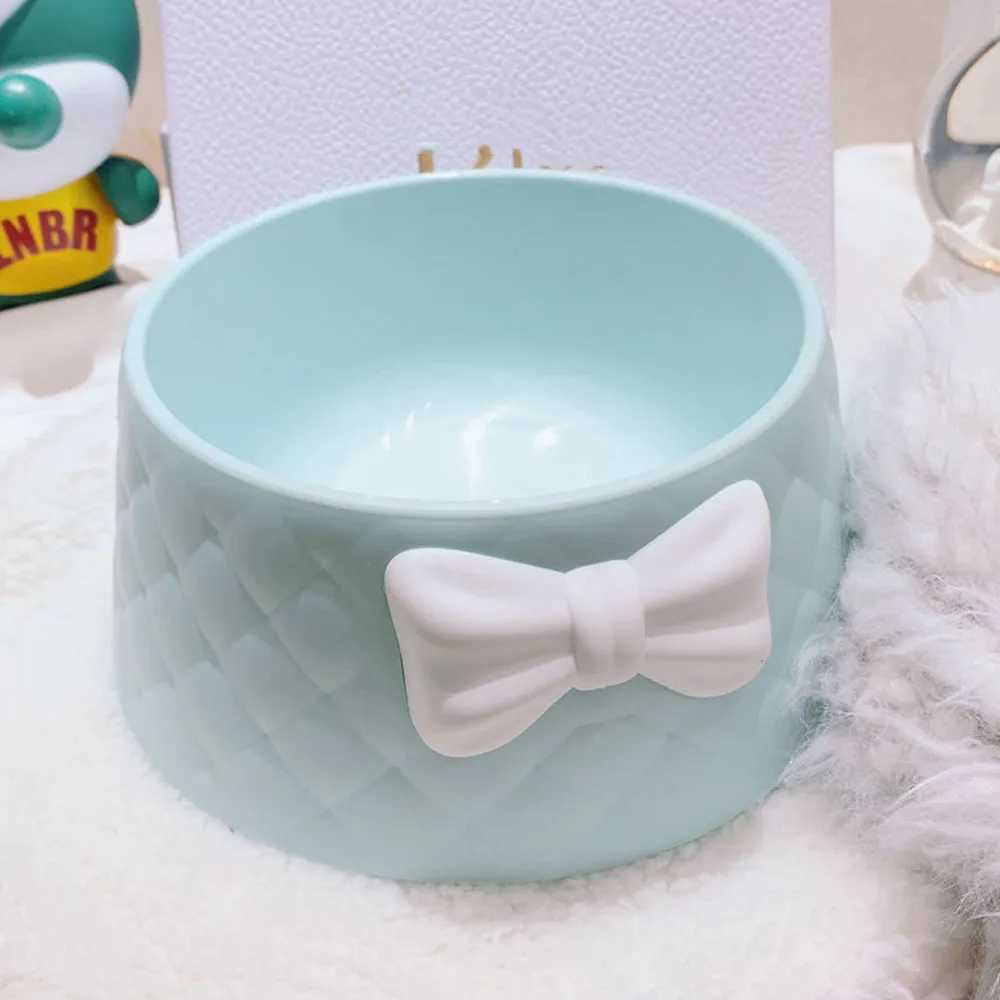 Pet Dog Food Bowls Lovely Bowknot Puppy Feeder Dish Bowl Diamond Pattern Bow Cat Bowl for Water Sweet Princess Pet Feeding BowlsXJ241125