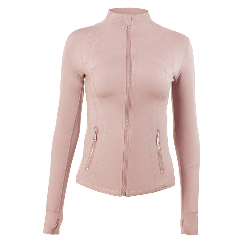 5A Women's Yoga long sleeves Jacket and Gold zip Outfit Solid Color Sports Shaping Waist designer jackets For Lady