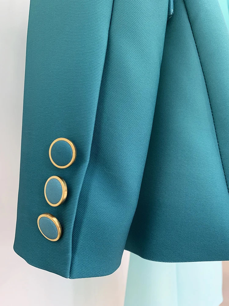 HIGH QUALITY est Fashion ner Suit Set Womens Single Button Blazer Gradient Color Printed Flare Pants 2pcs 241121