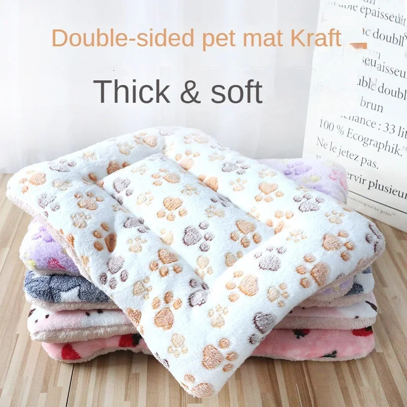 Double-sided Pet Mat Mats Short Plush Pet Sleeping Bed for Cats Small Dogs Cute Pet Pad Blanket Warm Kitten Cushion Cat Sofa Bed 241125