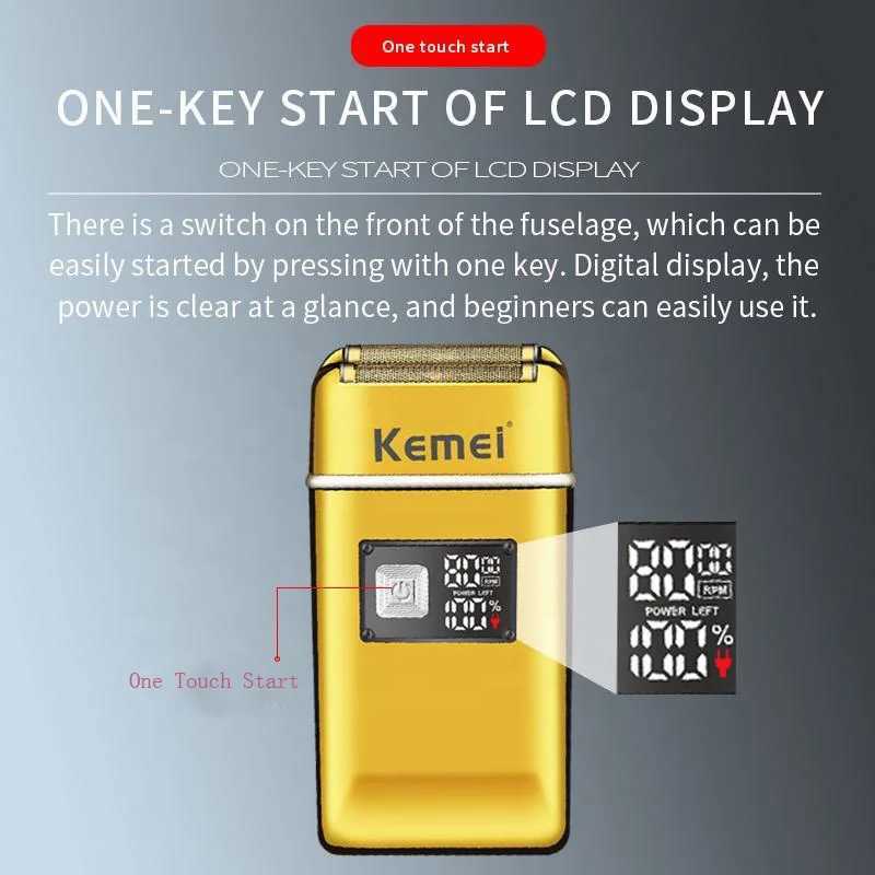 Kemei Full Metal Hair Beard Electric Shaver For Men Rechargeable Razor Bald Head Shaving Machine Professional With Exra MeshXJ241207